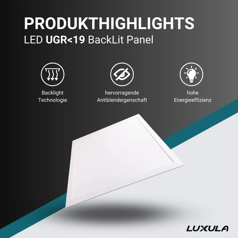 LED BackLit Panel UGR<19, 62x62 cm, inkl Aufbaurahmen, 36W, 3600lm, 4000K