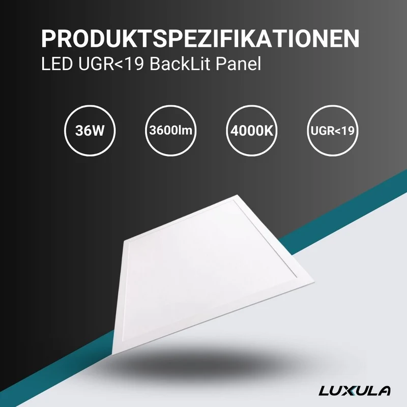 LED BackLit Panel UGR<19, 62x62 cm, inkl Aufbaurahmen, 36W, 3600lm, 4000K