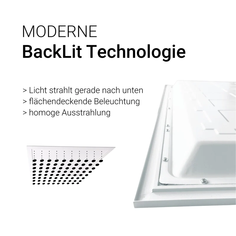 6er Pack LED-Panels, 62x62 cm, inkl Aufbaurahmen, UGR19, 4000 K, 36 W, 3600 lm, Back-Lit, inkl Netzteilen