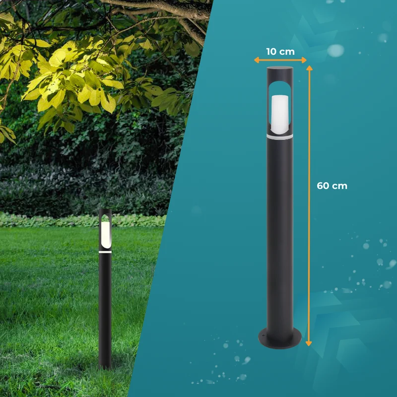 4er-Pack Zeitlose Wegeleuchte, schwarz, GU10 Fassung, IP44, Aluminium, mit Erdspieß, Höhe 60 cm