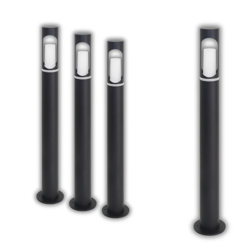 4er-Pack Zeitlose Wegeleuchte, schwarz, GU10 Fassung, IP44, Aluminium, mit Erdspieß, Höhe 60 cm