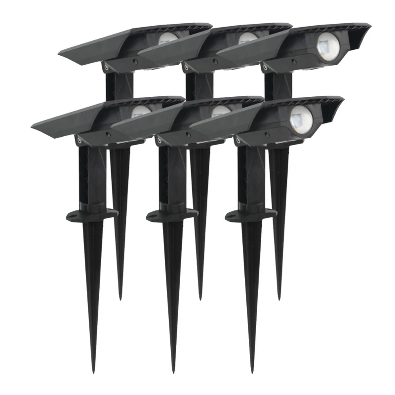 6er-Pack Solar Gartenstrahler, mit verstellbarem Lichtwinkel, 8 Stunden Leuchtdauer, 4000 K (neutralweiß), IP54, Gartenspot