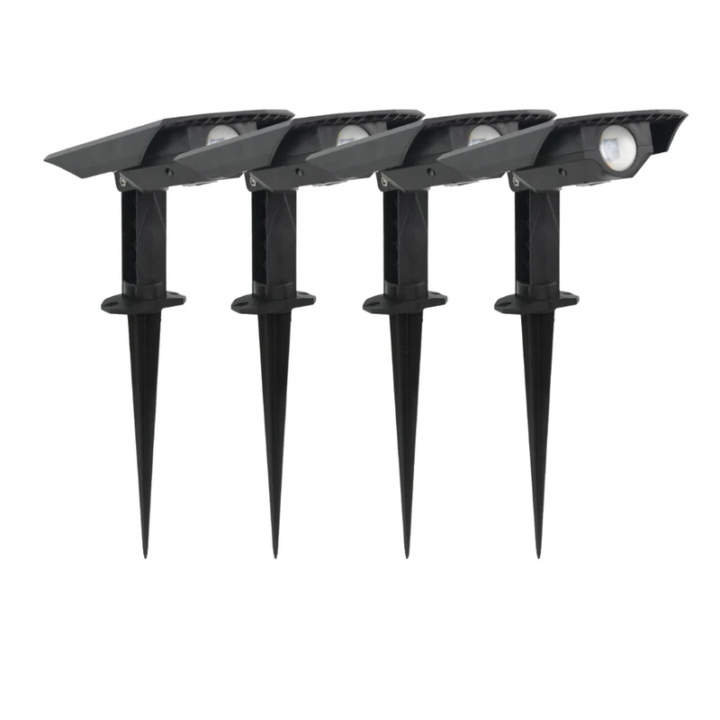 4er-Pack Solar Gartenstrahler, mit verstellbarem Lichtwinkel, 8 Stunden Leuchtdauer, 4000 K (neutralweiß), IP54, Gartenspot