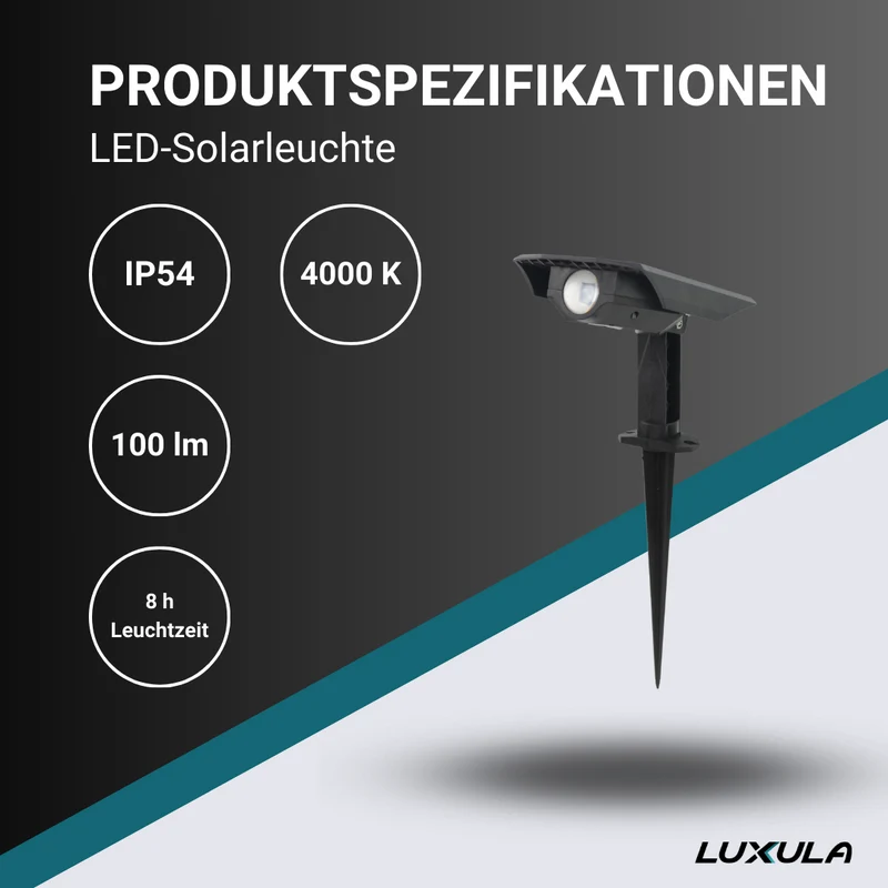 4er-Pack Solar Gartenstrahler, mit verstellbarem Lichtwinkel, 8 Stunden Leuchtdauer, 4000 K (neutralweiß), IP54, Gartenspot