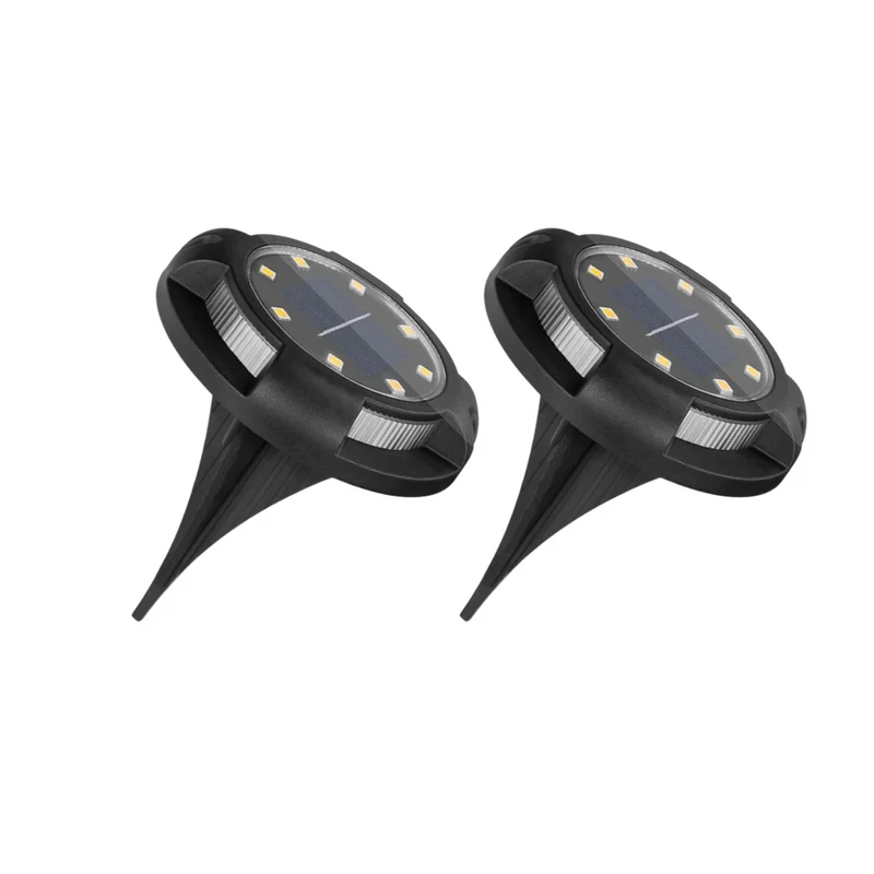 2er-Pack Solar-Bodenleuchte, 1 W, 5 lm, 4000 K, schwarz, IP44, 10 Stunden