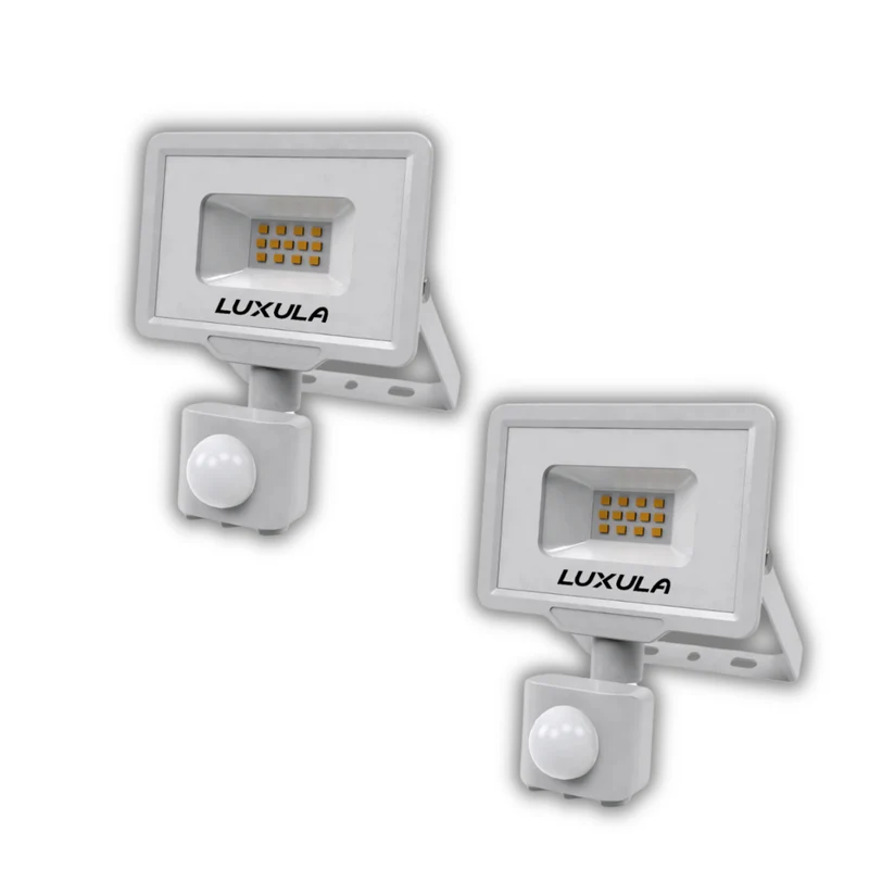 2er Pack LED-Fluter mit Bewegungsmelder, 10 W, 4000 K (neutralweiß), 1000 lm, weiß, IP65