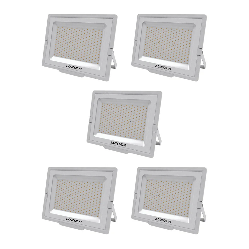 5er Pack LED-Fluter, 200 W, 4000 K (neutralweiß), 20000 lm, weiß, IP65