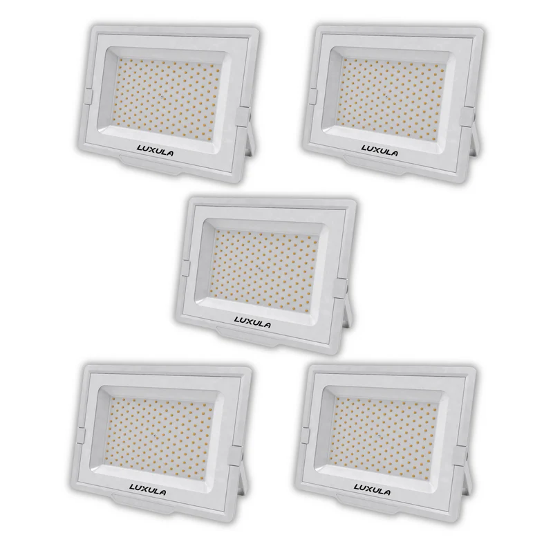 5er Pack LED-Fluter, 150 W, 4000 K (neutralweiß), 15000 lm, weiß, IP65