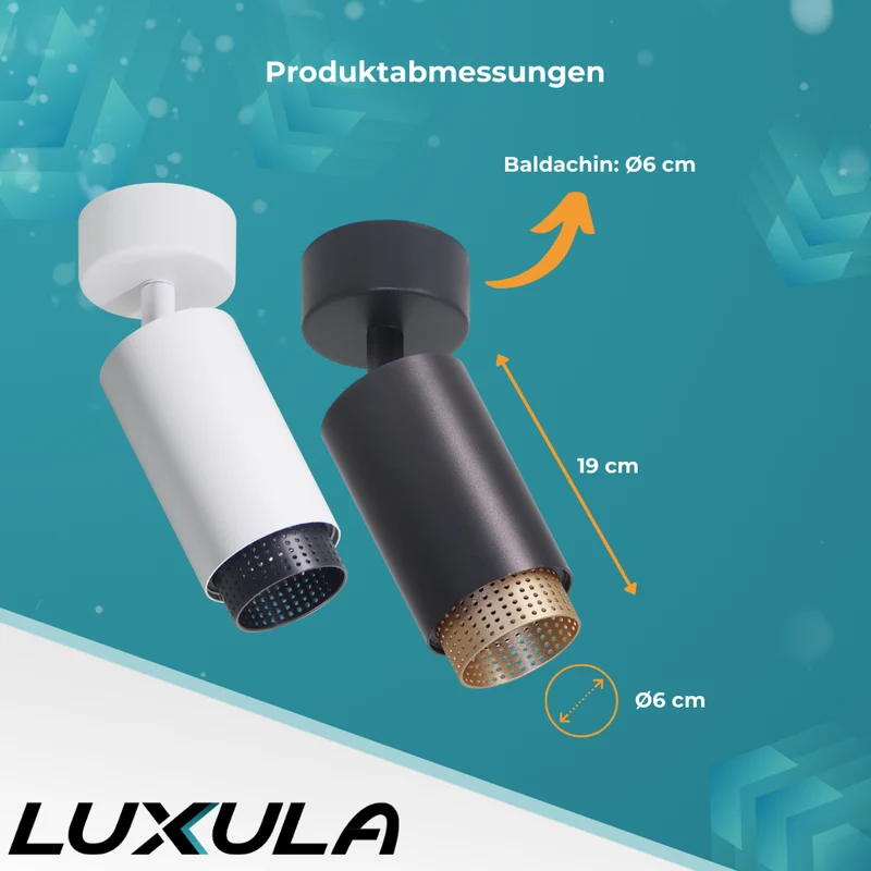 6er Pack Schwenkbarer LED Aufbauspot mit GU10 Fassung, schwarz/gold, IP20, Aluminium