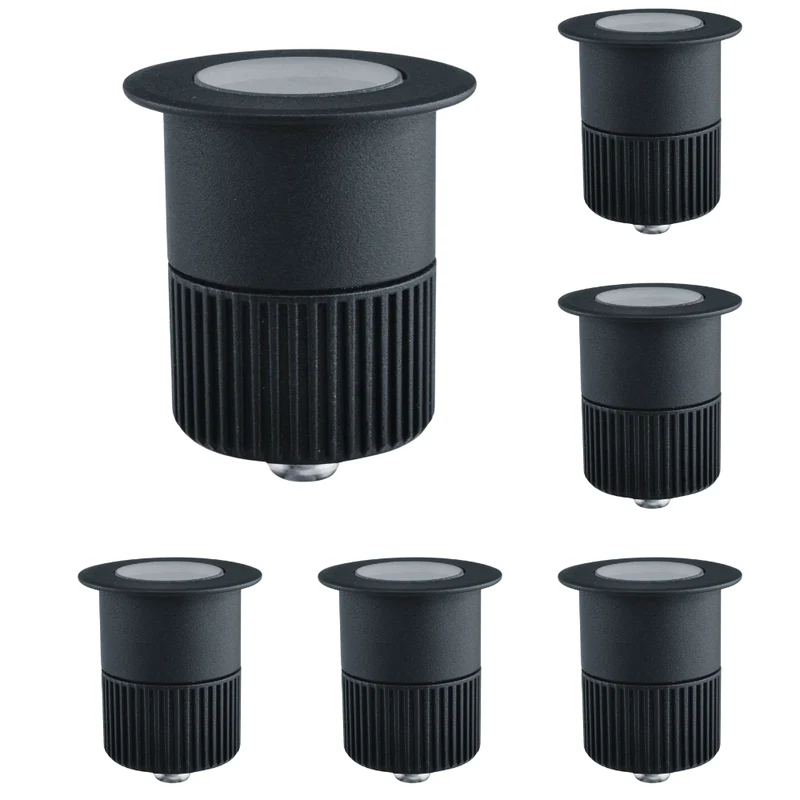6er Set LED Bodeneinbaustrahler, Ø 65 x 80 mm, 5 W, 300 lm, 3000 K (warmweiß), schwarz, Aluminiumdruckguss, EPISTAR
