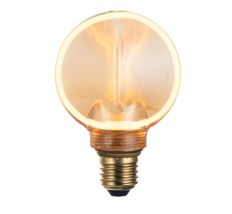 LED Filament Leuchtmittel CIRCLE Amber, inkl schwarzer E27-Fassung mit Textilkabel 1,5m, 4W, 200lm, 1800K, dimmbar