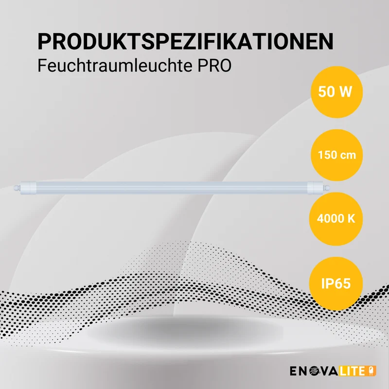 2er Pack LED Feuchtraumleuchte, 150 cm, 50 W, 6000 lm, neutralweiß 4000 K, IP65, durchschleifbar