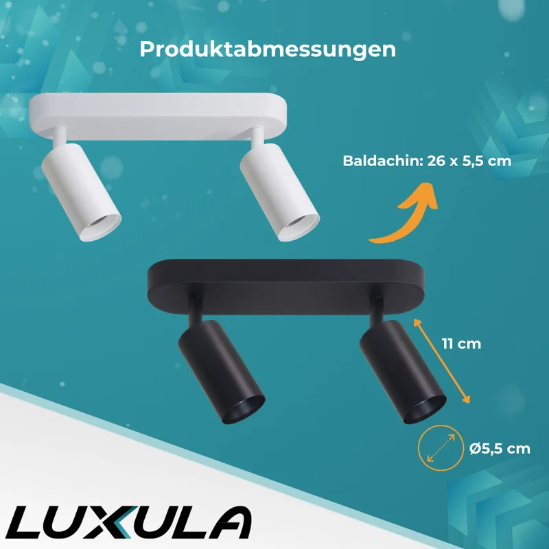 6er Pack Schwenkbarer LED Aufbauspot mit GU10 Fassung, 2-flammig, weiß, IP20, Aluminium