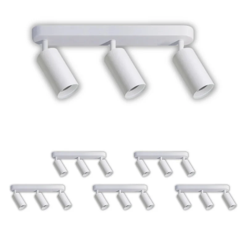 6er Pack Schwenkbarer LED Aufbauspot mit GU10 Fassung, 3-flammig, weiß, IP20, Aluminium