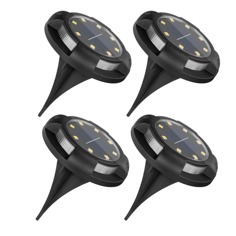 4er-Pack Solar-Bodenleuchte, 1 W, 5 lm, 4000 K, schwarz, IP44, 10h