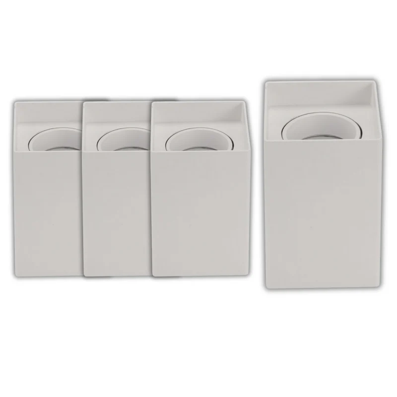4er Set Aufbauspot für GU10- /MR16-Leuchtmittel, eckig, 45° schwenkbar, weiß