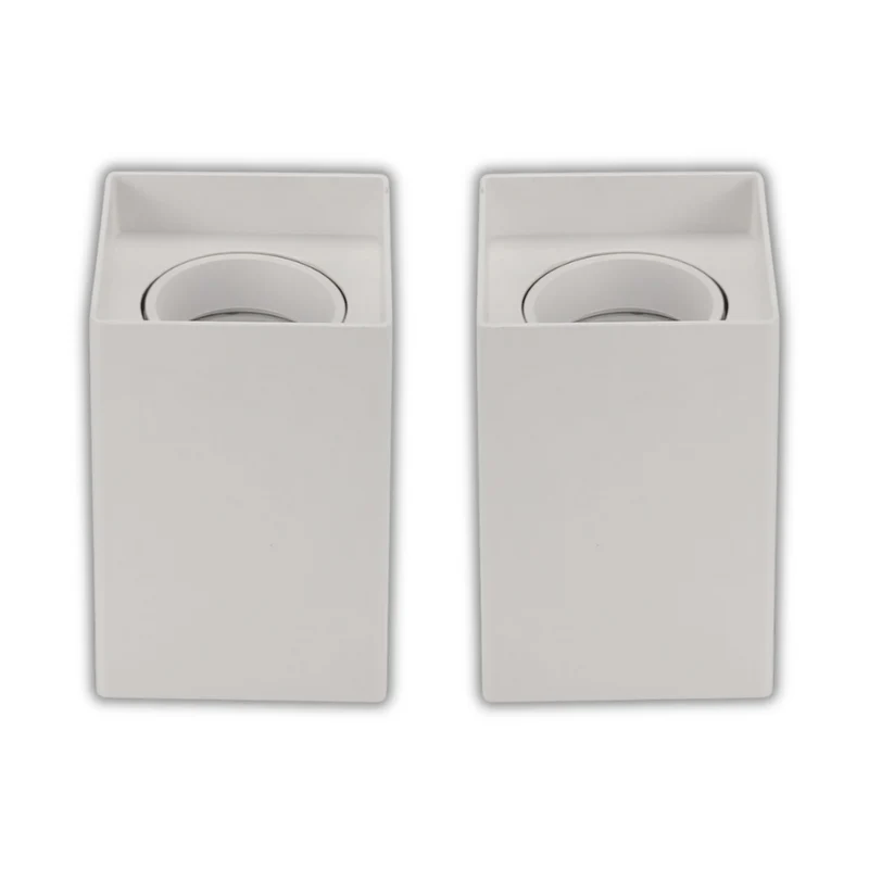 2er Set Aufbauspot für GU10- /MR16-Leuchtmittel, eckig, 45° schwenkbar, weiß