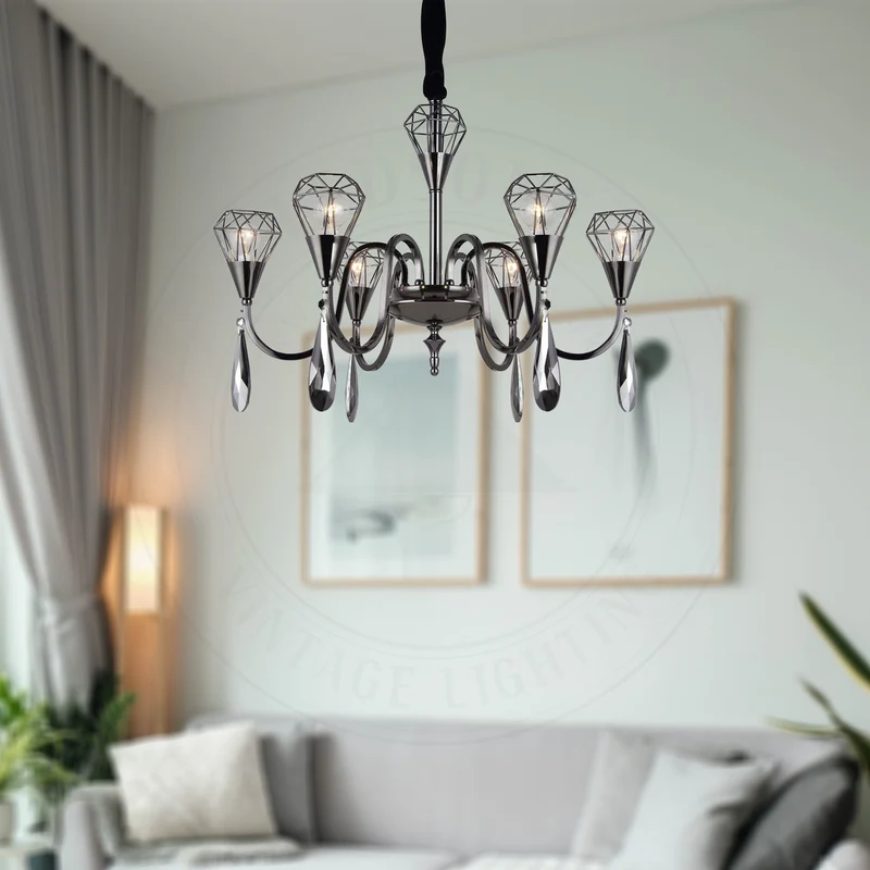 Eleganter Kristallkronleuchter mit 7er Käfig für 60W~2712