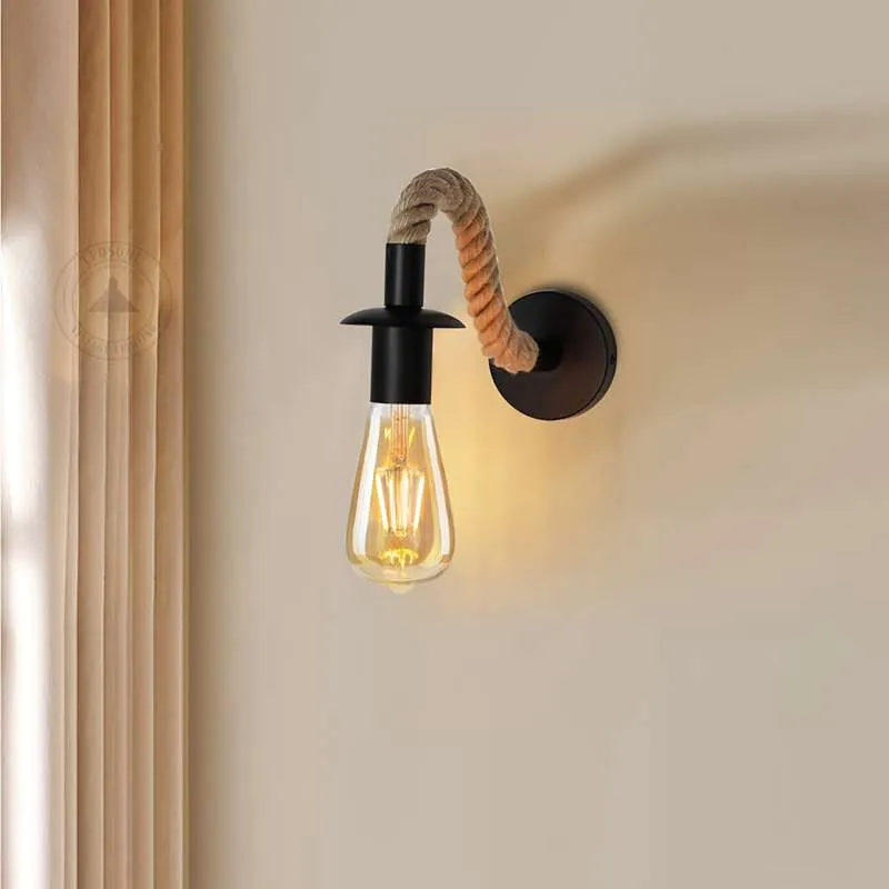 Industrielle Seil-Wandleuchte – Vintage Wandlampe mit E27-Fassung, Rustikales Loft-Design~2638