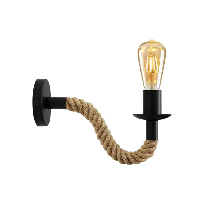 Industrielle Seil-Wandleuchte – Vintage Wandlampe mit E27-Fassung, Rustikales Loft-Design~2638