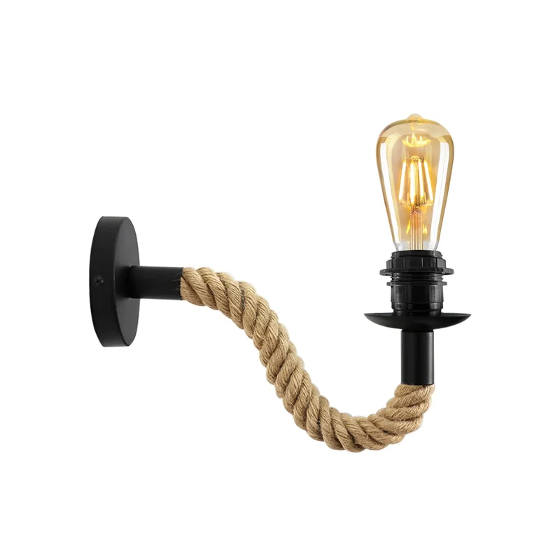Industrielle Seil-Wandleuchte – Vintage Wandlampe mit E27-Fassung, Rustikales Loft-Design~2638