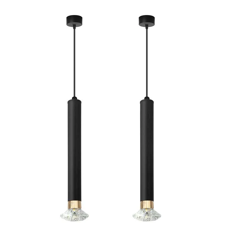 Moderne Zylindrische Pendelleuchte Schwarz Hängelampe~2631