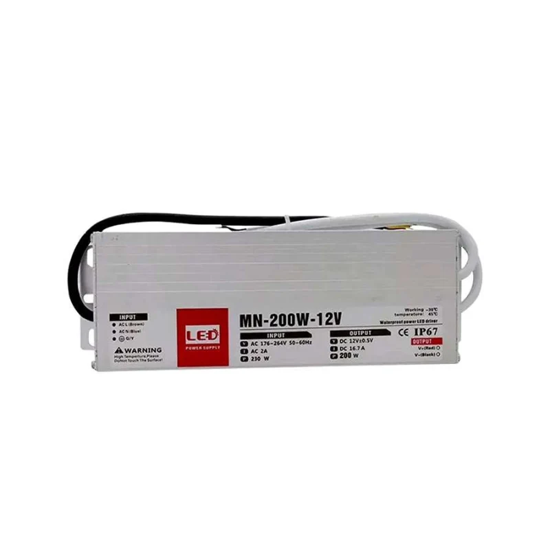 LED-Treiber 12V 200W 16.7A IP67 Wasserdichtes Netzteil Slim ~2841