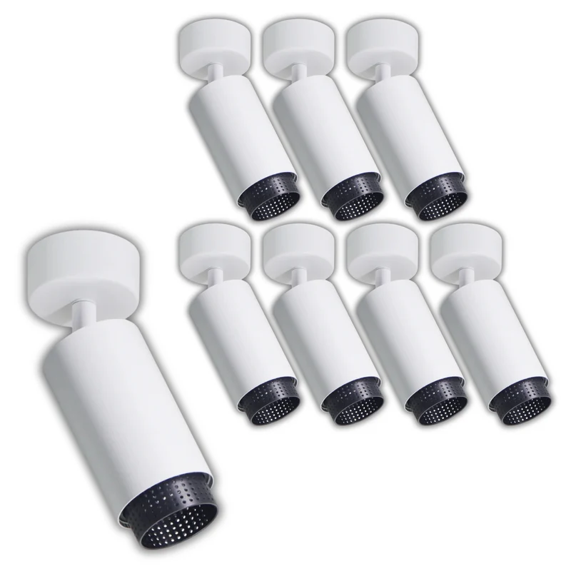 9er Pack Schwenkbarer LED Aufbauspot mit GU10 Fassung, weiß/schwarz, IP20, Aluminium