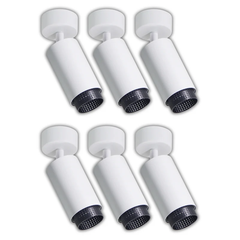 6er Pack Schwenkbarer LED Aufbauspot mit GU10 Fassung, weiß/schwarz, IP20, Aluminium