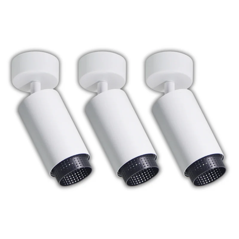 3er Pack Schwenkbarer LED Aufbauspot mit GU10 Fassung, weiß/schwarz, IP20, Aluminium