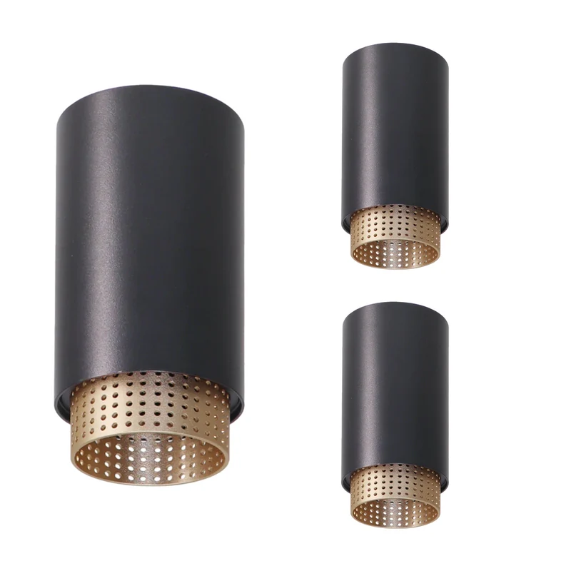 3er Pack LED Aufbauspot mit GU10 Fassung, schwarz/gold, IP20, Aluminium