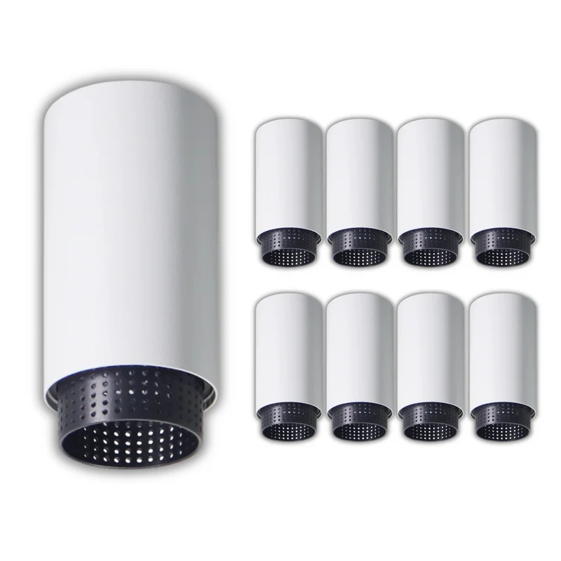 9er Pack LED Aufbauspot mit GU10 Fassung, weiß/schwarz, IP20, Aluminium