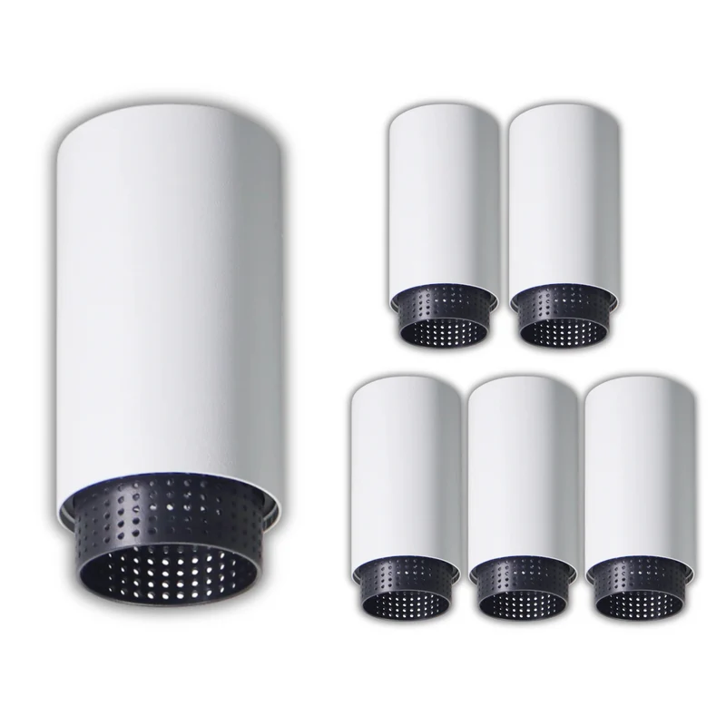 6er Pack LED Aufbauspot mit GU10 Fassung, weiß/schwarz, IP20, Aluminium