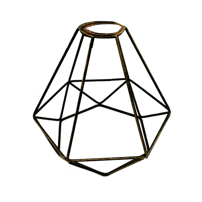 Vintage Geometrischer Käfig gebürstetes Kupfer Metall Lampenschirm ~2324