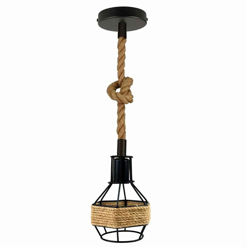 Vintage Seil Pendelleuchte – Industrie Hängelampe Käfig Esstisch | w16cm | E27 ~2678