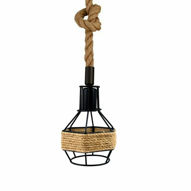 Vintage Seil Pendelleuchte – Industrie Hängelampe Käfig Esstisch | w16cm | E27 ~2678