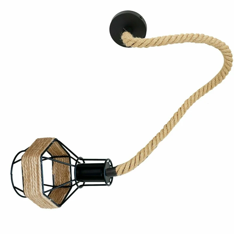 Vintage Seil Pendelleuchte – Industrie Hängelampe Käfig Esstisch | w16cm | E27 ~2678