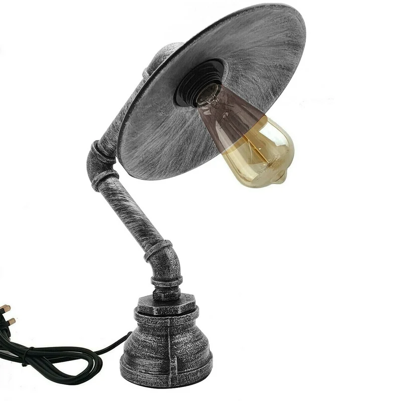Industrielle Retro Tischlampe mit flachem Schirm,E27~2376