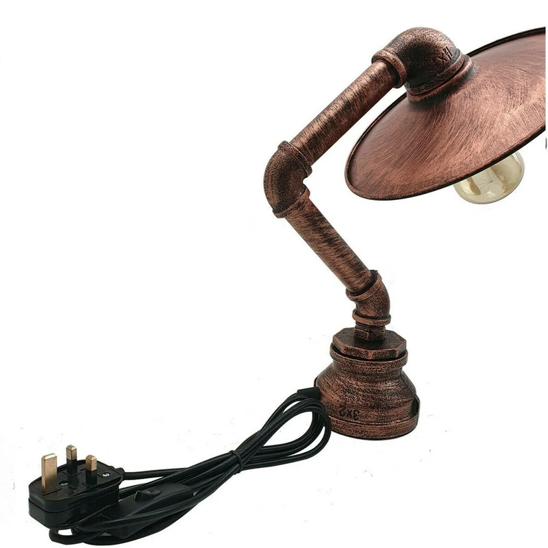 Industrielle Retro Tischlampe mit flachem Schirm,E27~2376