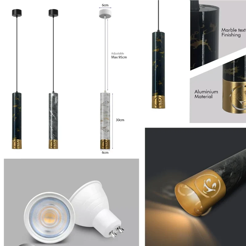 LED Langröhren Pendelleuchte Zylindrische Röhre GU10 Sockel~2628