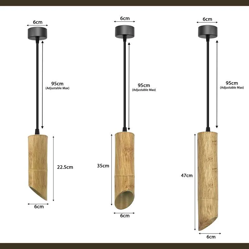 Nordic hängelampen bambus mit Zylinderform - gu10 lampe~2616