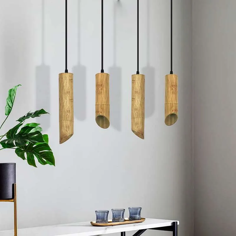 Nordic hängelampen bambus mit Zylinderform - gu10 lampe~2616