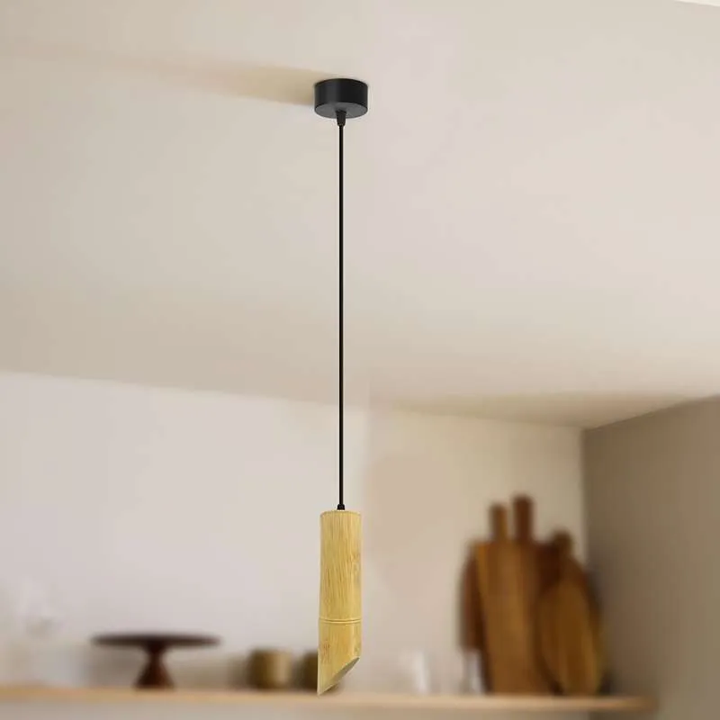 Nordic hängelampen bambus mit Zylinderform - gu10 lampe~2616