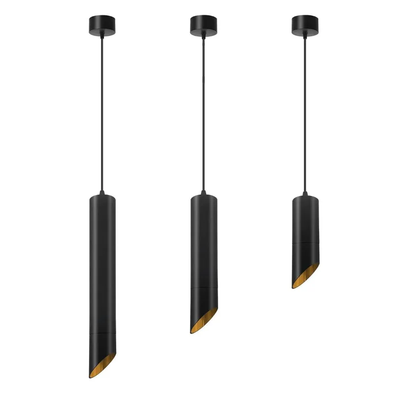Ledsone Zylinder Pendelleuchte Schwarz-Gold GU10 ~2613