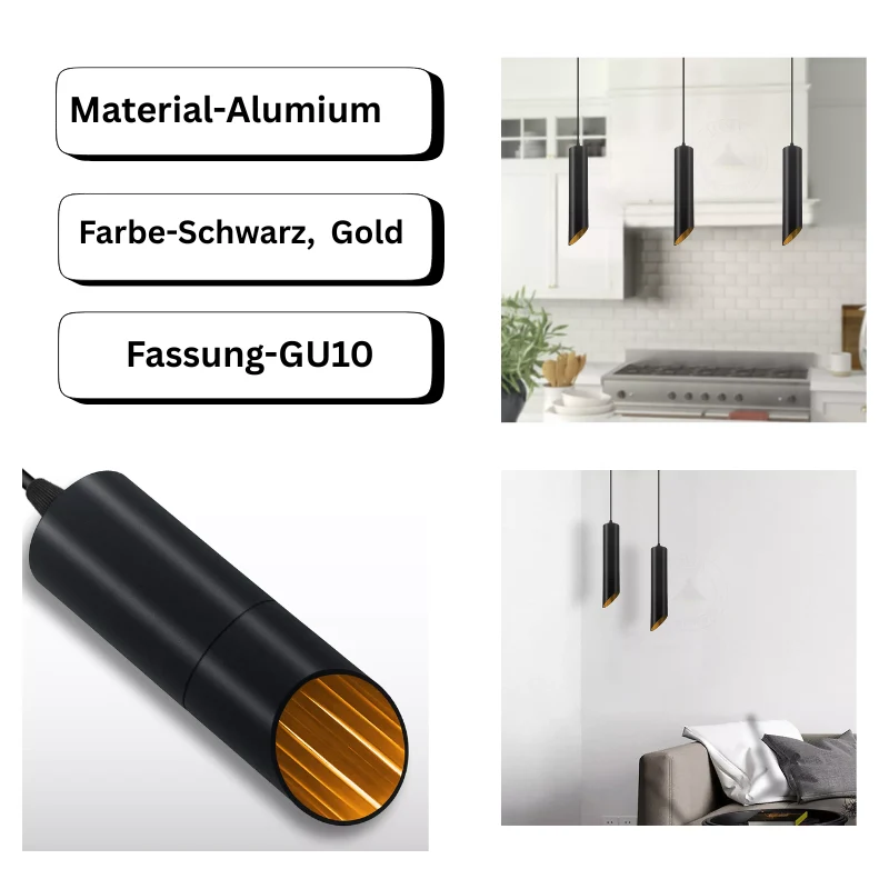Pendelleuchten schwarz gold | Alumium | gu10 fassung~2612