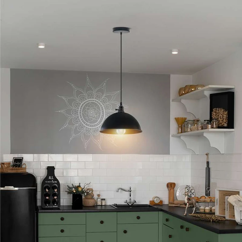 Moderne schwarze Pendelleuchte – E27, 95cm Kabel, Metall/PVC ~ 2837