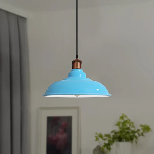 Moderne Pendelleuchte blau – E27 – 195cm Kabel – Komplettset aus Metall~3789