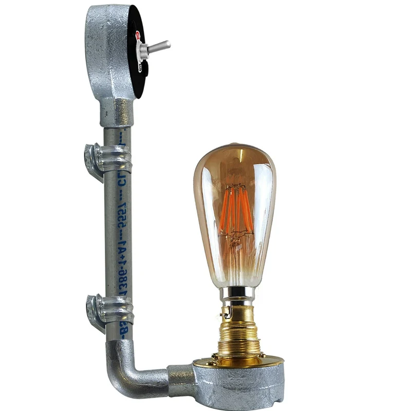 Industrielles modernes Vintage Retro galvanisiertes Rohr Wandleuchte B22 Lampenbefestigung Rohrbeleuchtung Rohrlampen~2293