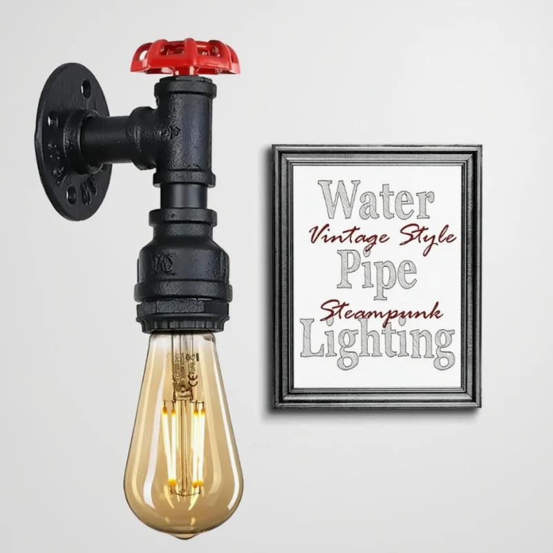 Vintage Wasserrohr Wandlampe Steampunk Industrial ~2288