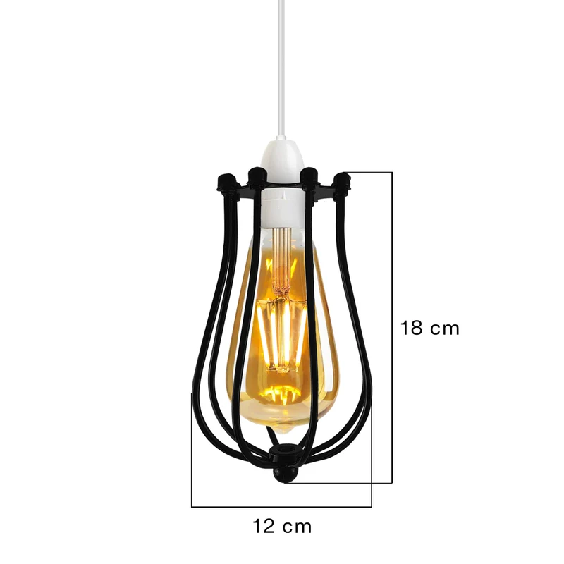 Modern Schwarze Pendelleuchte aus Draht kreativ für Zuhause ~ 2676